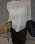 Wave tulle sheer top