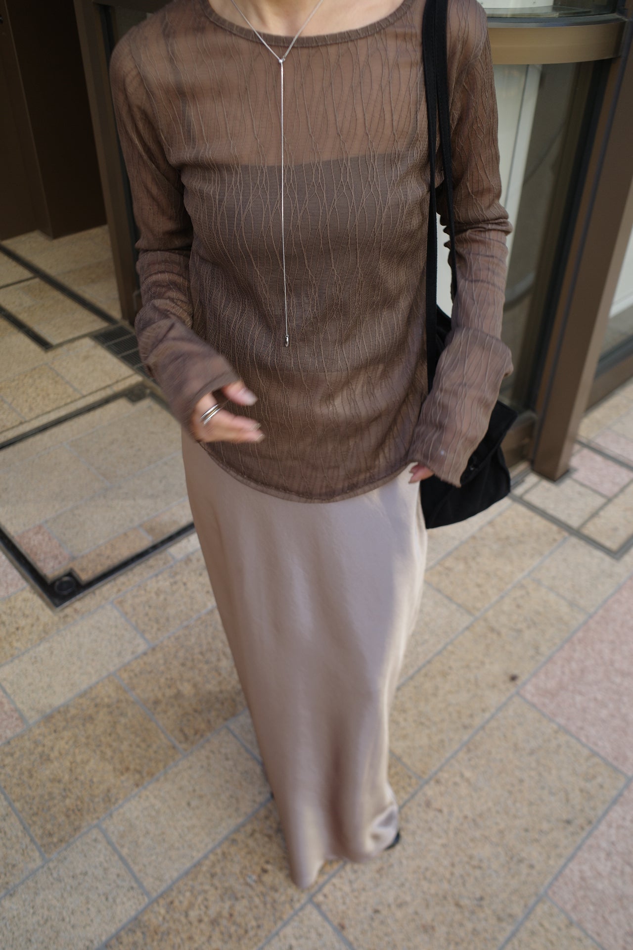 Wave tulle sheer top