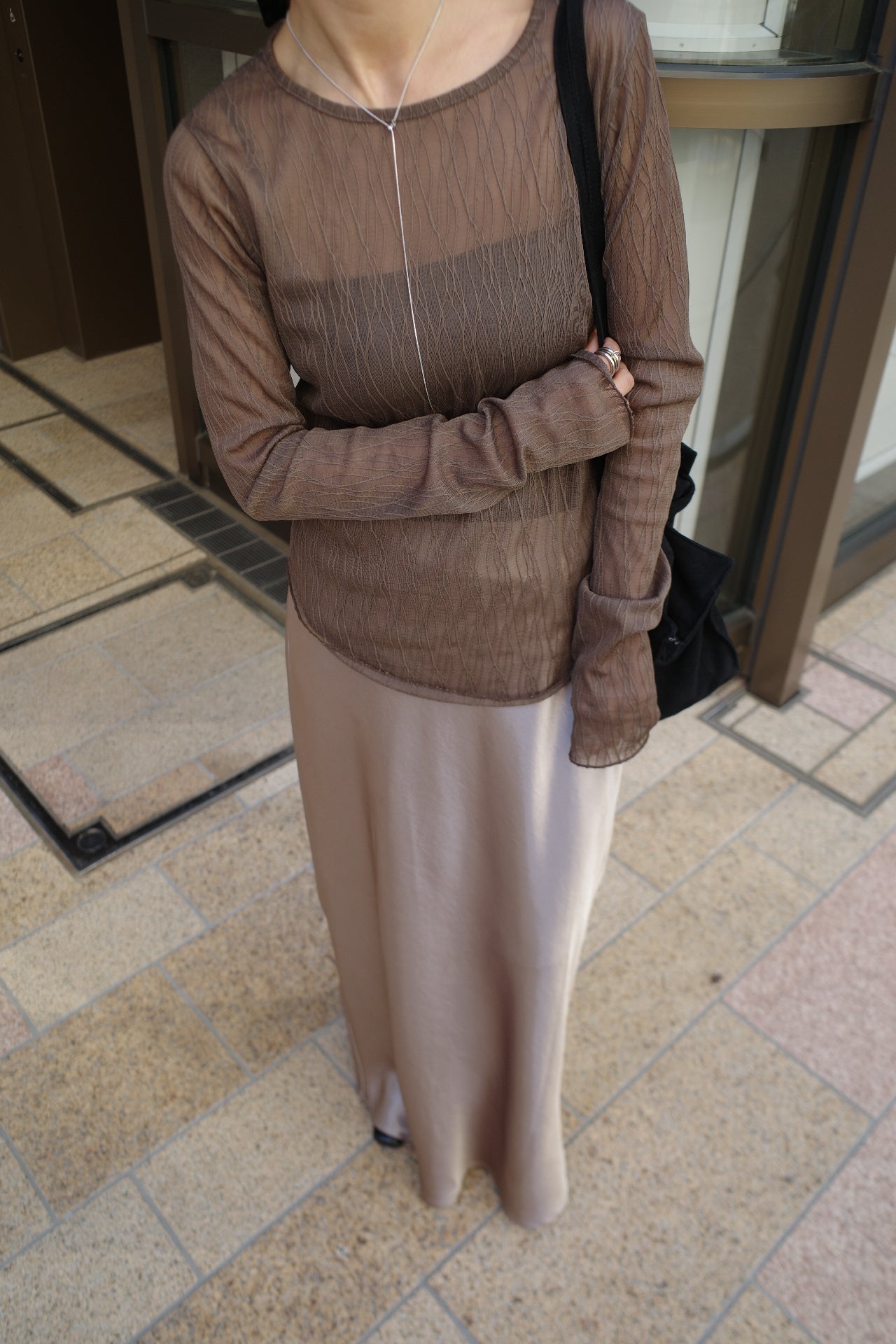 Wave tulle sheer top