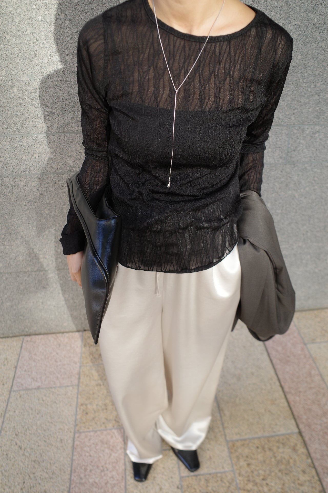 Wave tulle sheer top