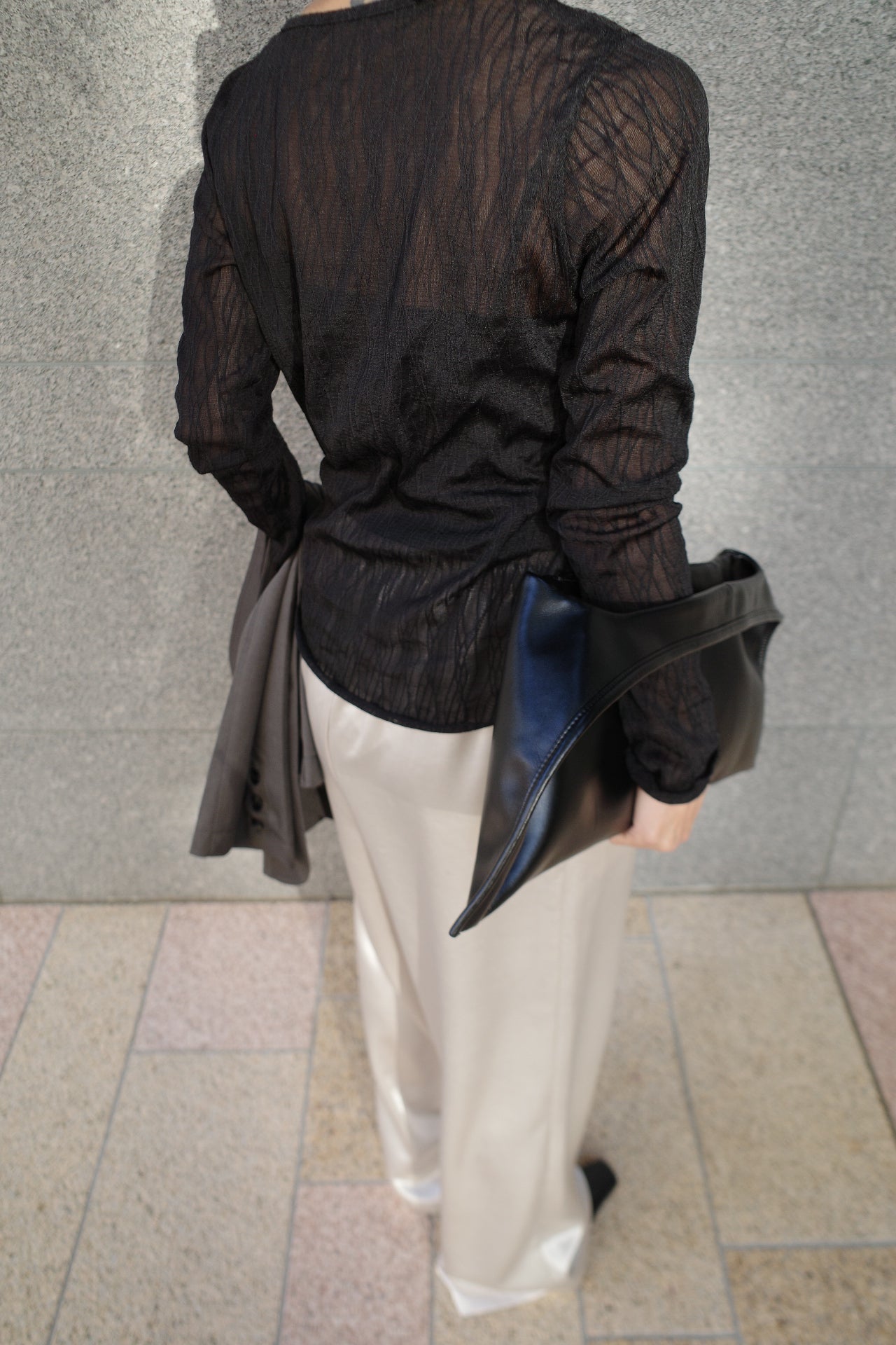 Wave tulle sheer top