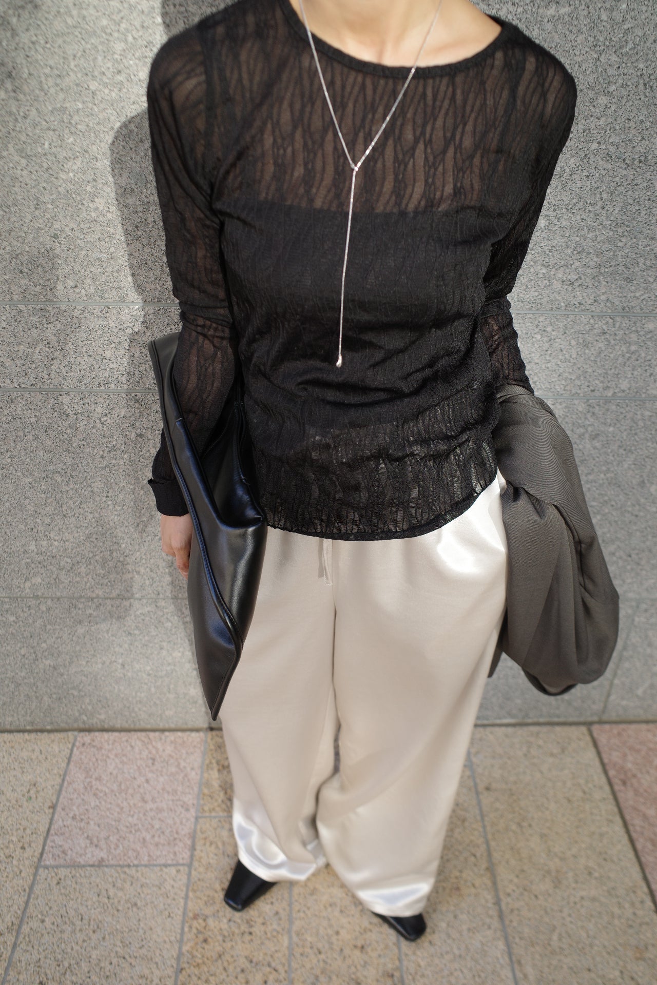 Wave tulle sheer top