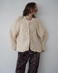 Chunky hand knit crew neck cardigan